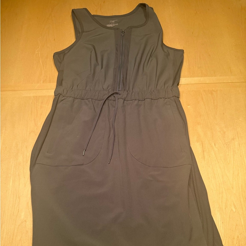 tek gear Charcoal Sleeveless Midi Dress with Front Zip & Drawstring